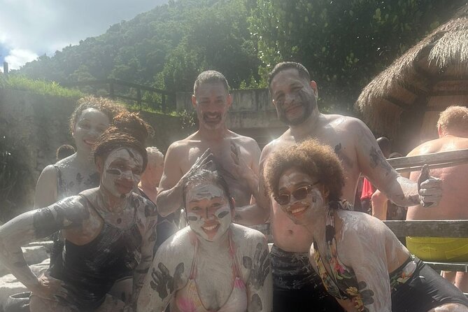Soufriere Adventure Nature Trail Hike | Waterfall | Mud Baths - The Pitons from a roadside viewpoint