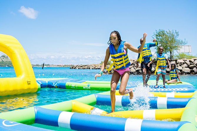 Splash Island Water Park in St Lucia - The water course, from first climb to final splash
