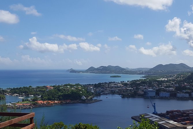 St Lucia Castries to Pitons Tour - The Pitons viewpoint above Soufriere